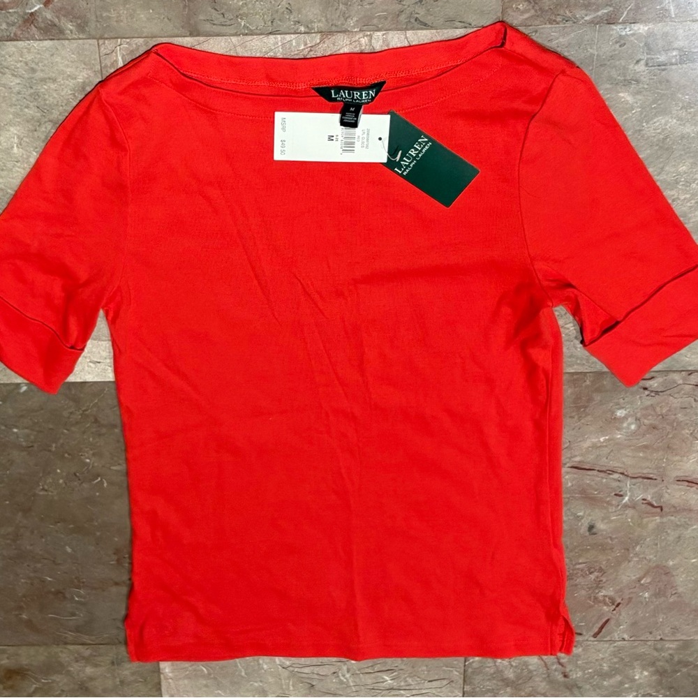 Ralph Lauren Bright Red Short Sleeve Boat Neck Tee